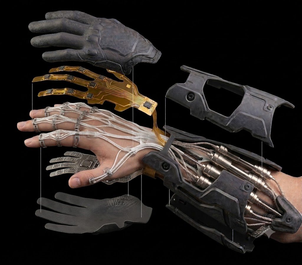 Exploded view of the REACH glove layers